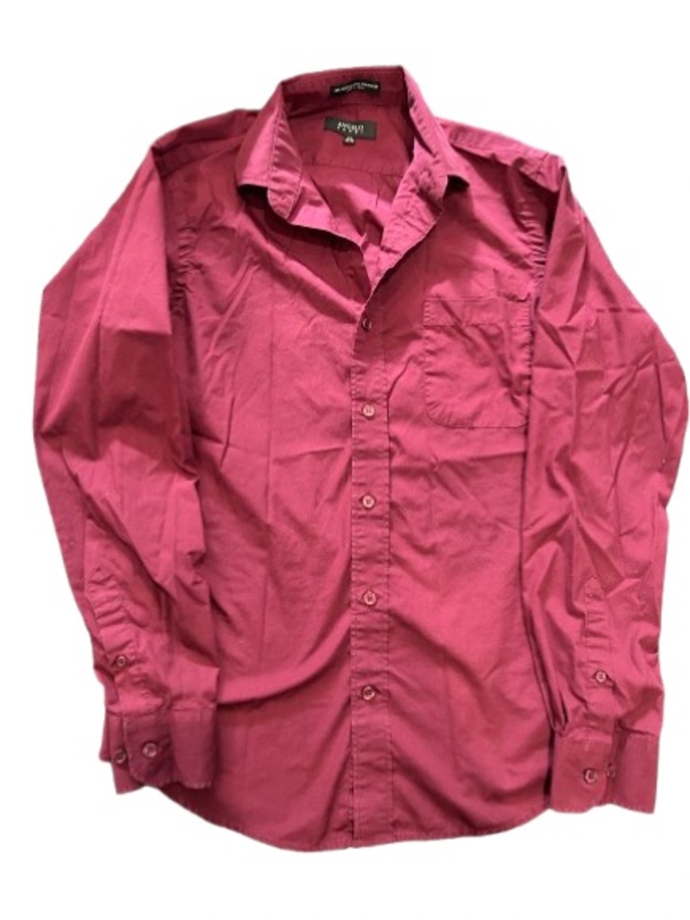 Angelo Rossi Men's Long Sleeve Button-Up Shirt - Burgundy- 14.5/ 32-33